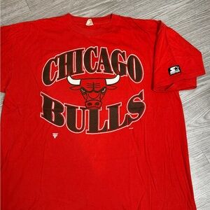 Vintage 90s Chicago Bulls Starter T Shirt Single Stitch Size XL Raised Print MJ